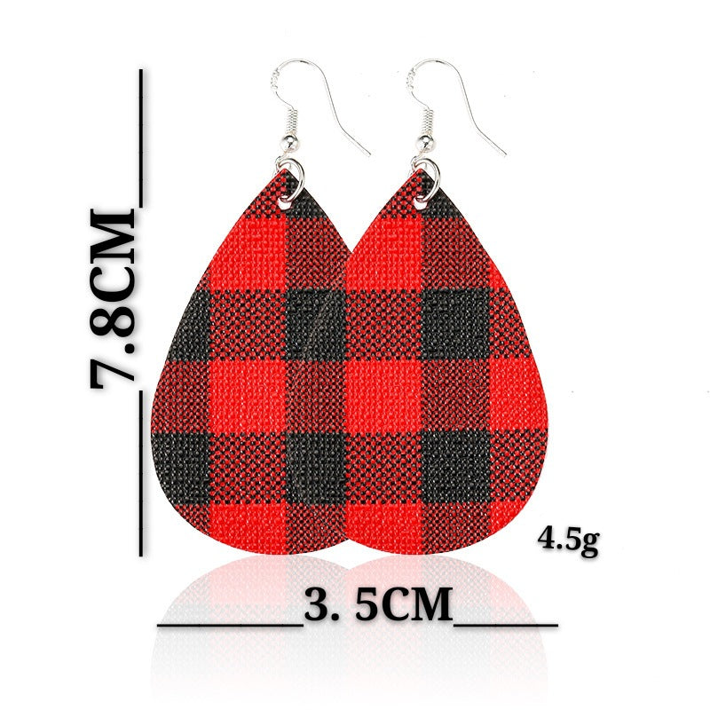 Wholesale Christmas Black and Red Plaid Earrings