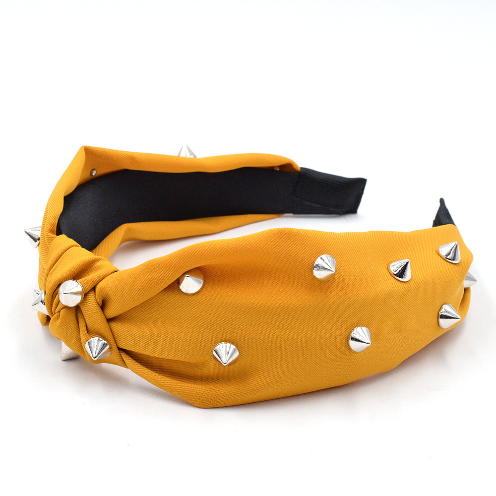 Wholesale of New Punk Rivets Fashionable Women's Wide Fabric Headband