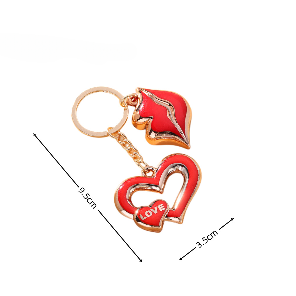 Wholesale Alloy Love Heart Shape Sexy Red Lips Keychain