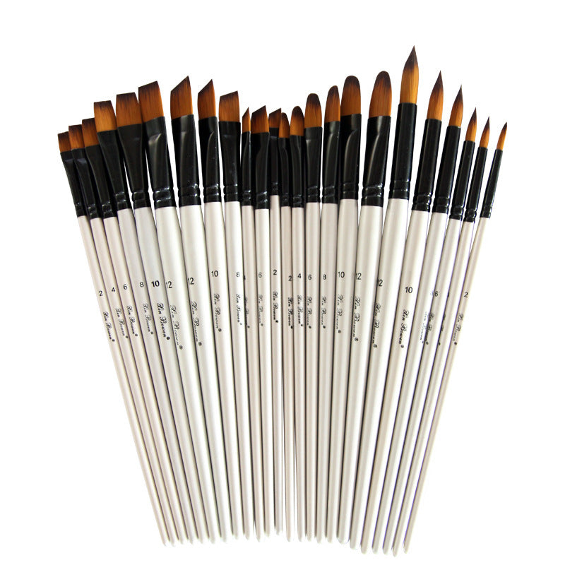 Wholesale 2-color Nylon Fur 6-piece Pearl White Watercolor Brush Set