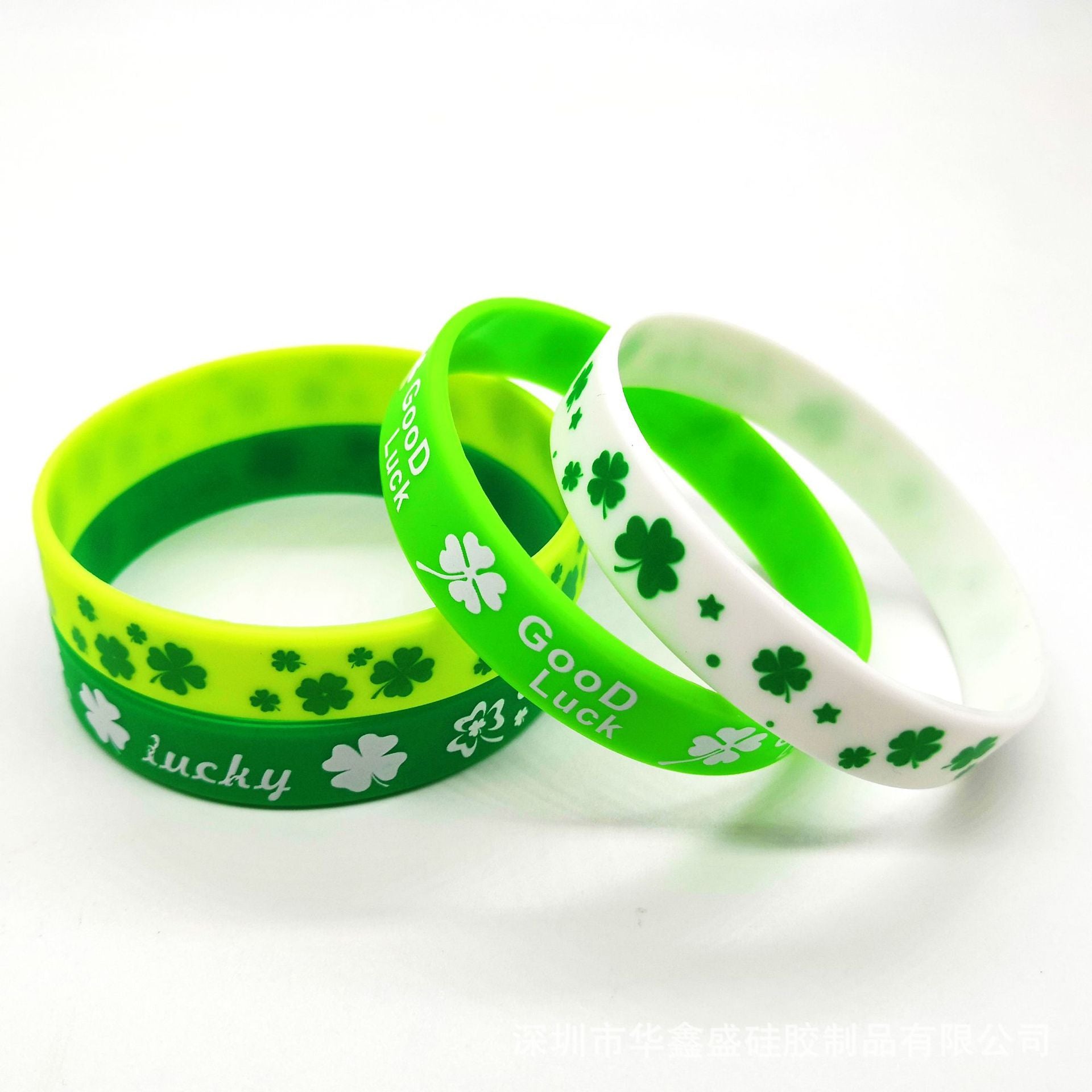 Wholesale 100pcs Lucky Four Leaf Clover Sports Basketball Silicone Bracelet