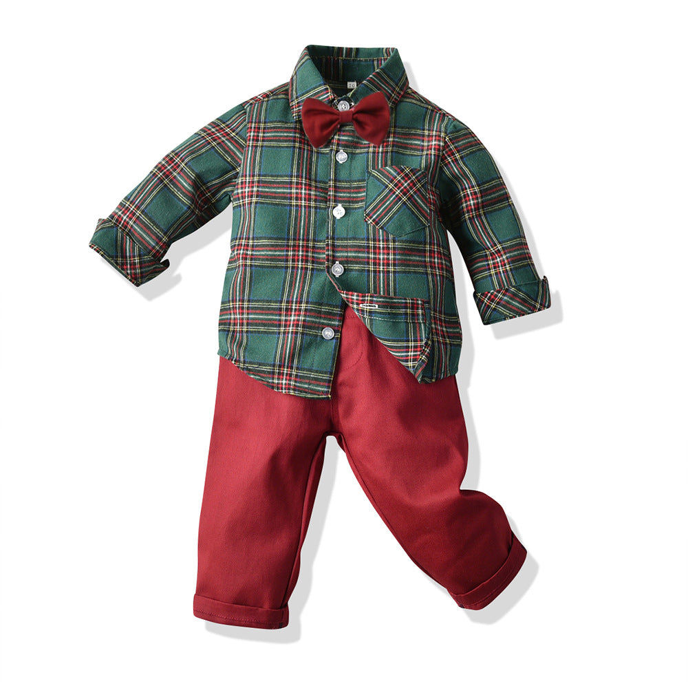 Wholesale Children's Cotton Long Sleeved Plaid Shirts and Gentlemen's Clothing