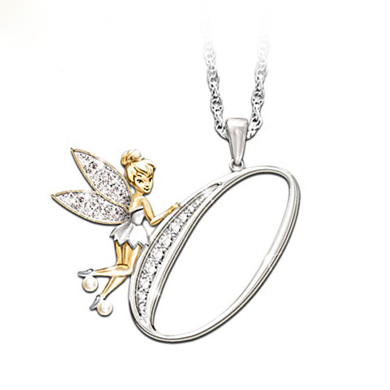 Wholesale Mantu New Clavicle Chain Accessories Elf Flower Fairy Letter Necklace Women's Alloy Diamond Pendant Neck Chain