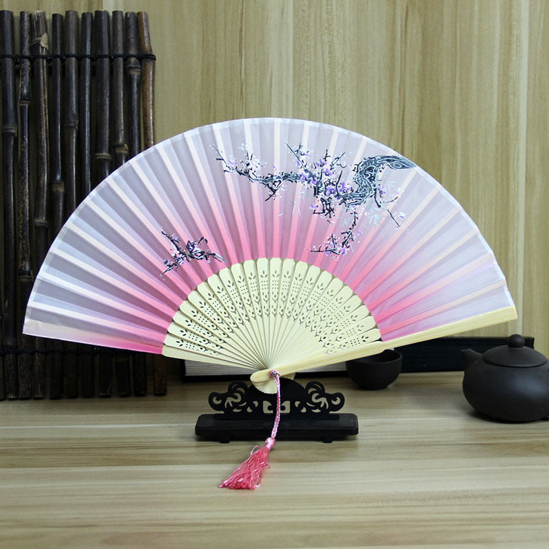 Wholesale Ancient Style Retro Cloth Folding Classical Folding Fan