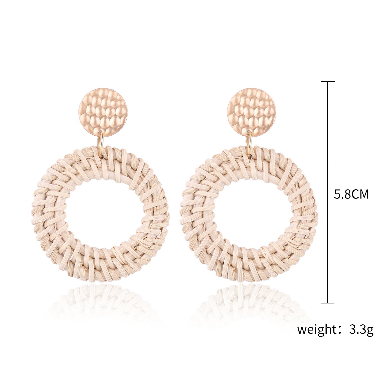 Wholesale Wooden Bohemian Bamboo Rattan Handmade Woven Rattan Earrings
