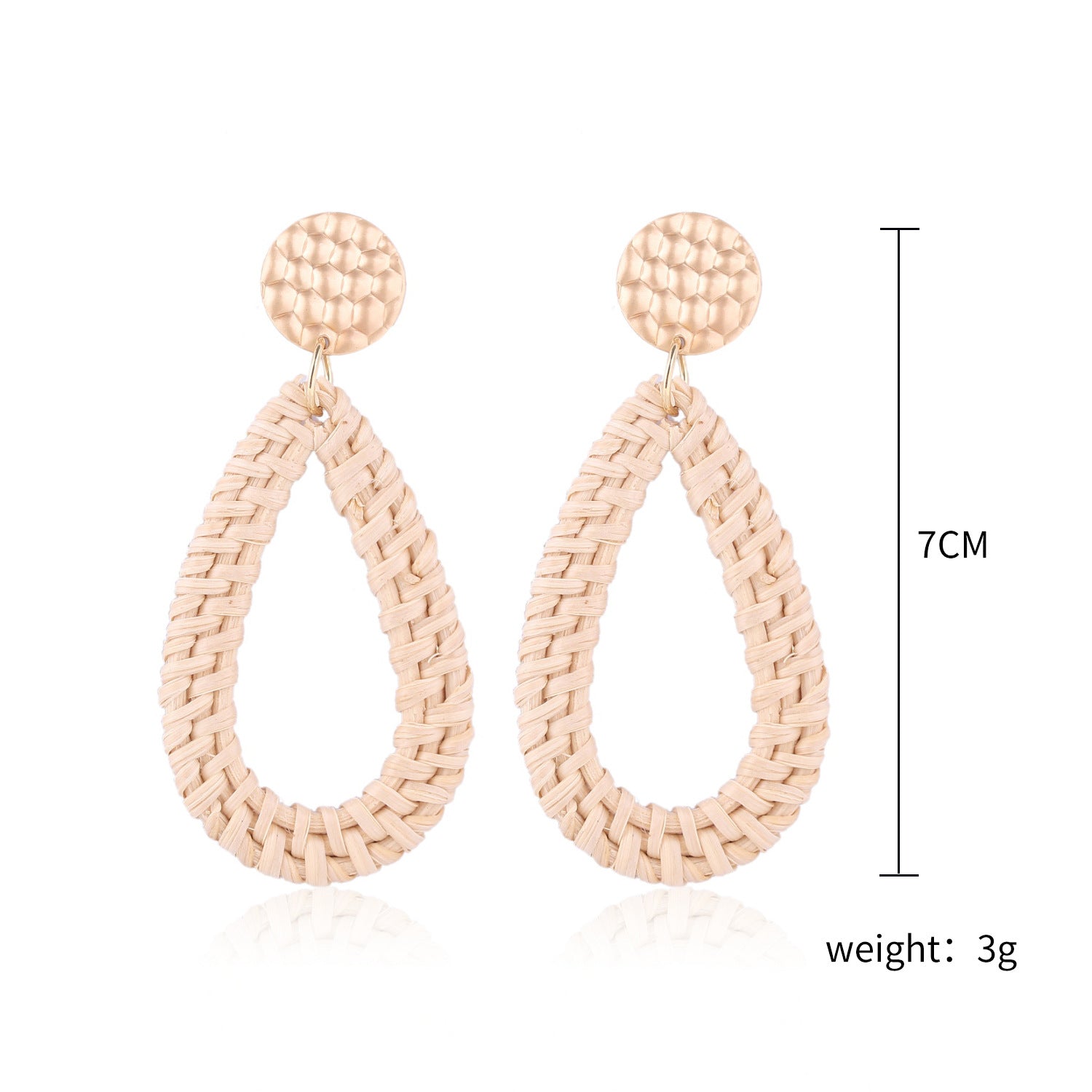 Wholesale Wooden Bohemian Bamboo Rattan Handmade Woven Rattan Earrings