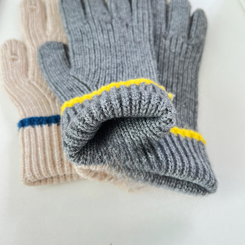 Wholesale Contrasting Edge Knitted Fingerless Touch Screen Gloves