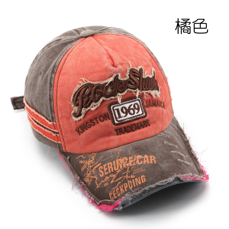 Wholesale 1969 Vintage Washed Old Letter Embroidered Hole Baseball Cap