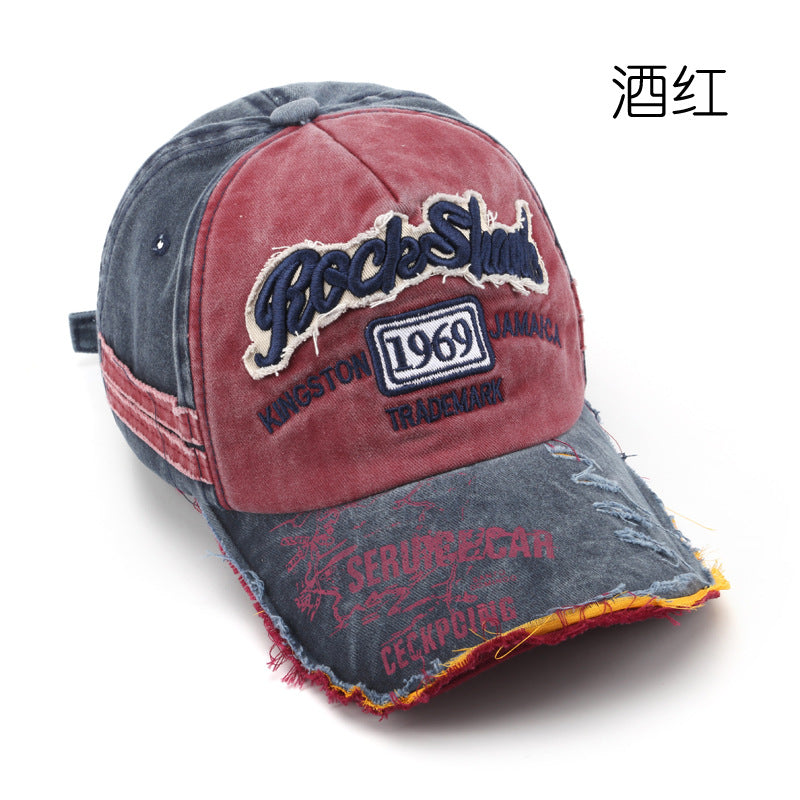 Wholesale 1969 Vintage Washed Old Letter Embroidered Hole Baseball Cap