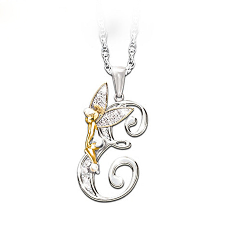 Wholesale Mantu New Clavicle Chain Accessories Elf Flower Fairy Letter Necklace Women's Alloy Diamond Pendant Neck Chain