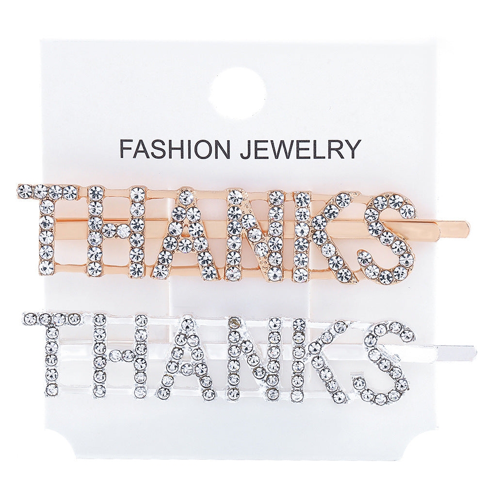 Wholesale Women's Diamond Letter All-match Bangs Hairpin Clip