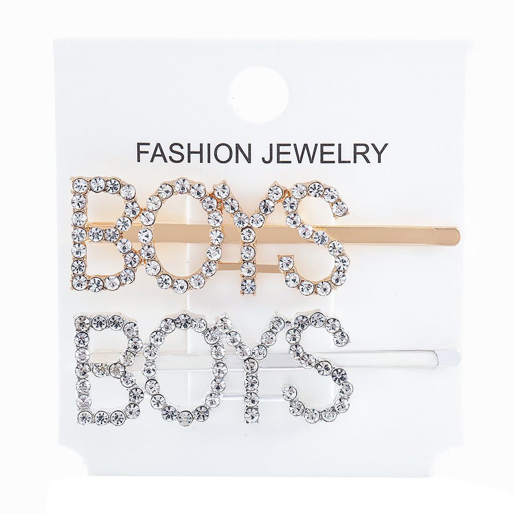 Wholesale Women's Diamond Letter All-match Bangs Hairpin Clip