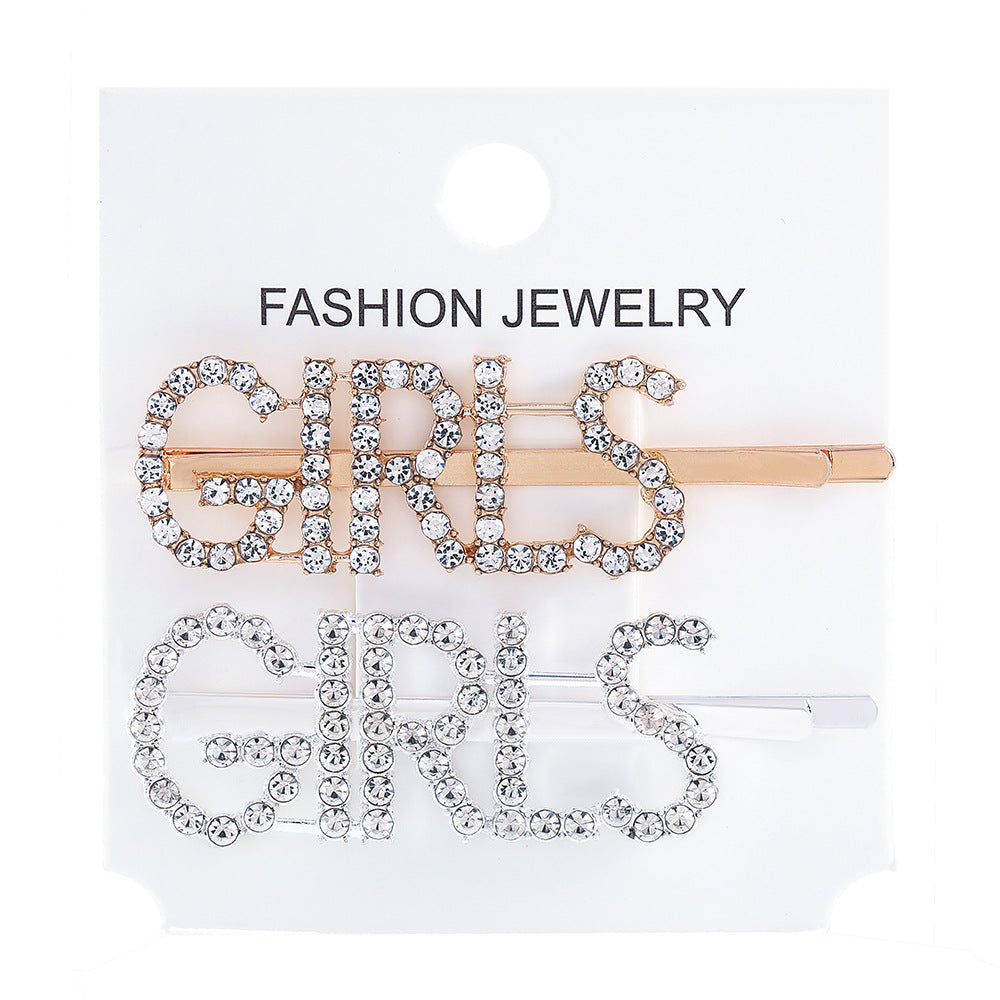 Wholesale Women's Diamond Letter All-match Bangs Hairpin Clip