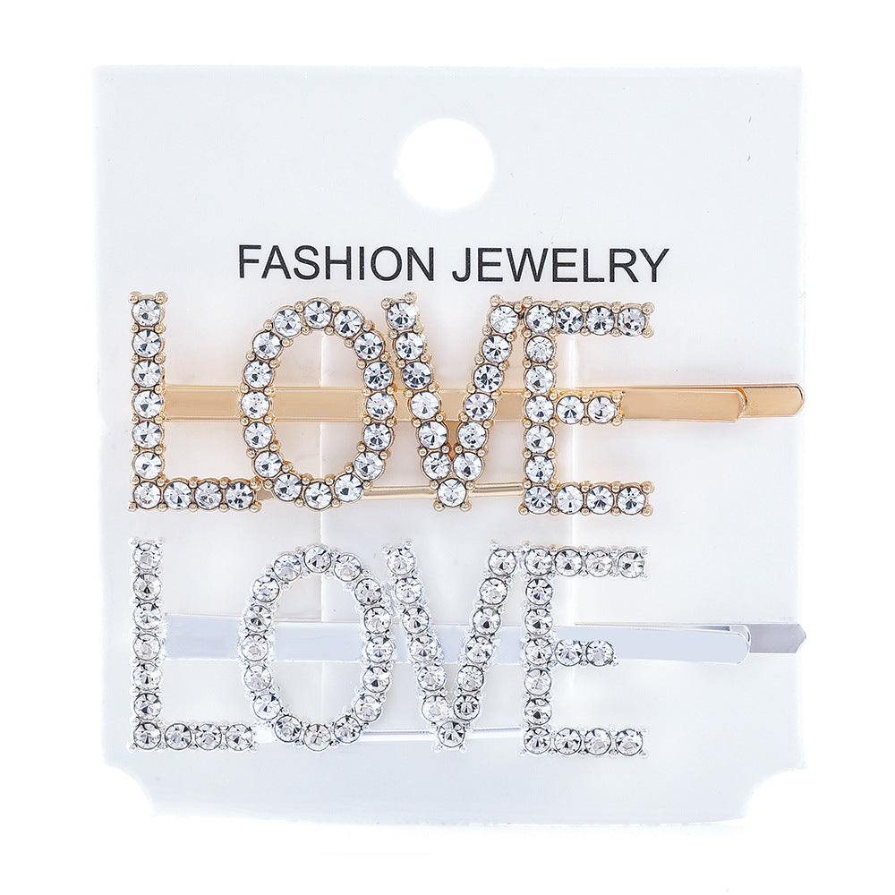 Wholesale Women's Diamond Letter All-match Bangs Hairpin Clip