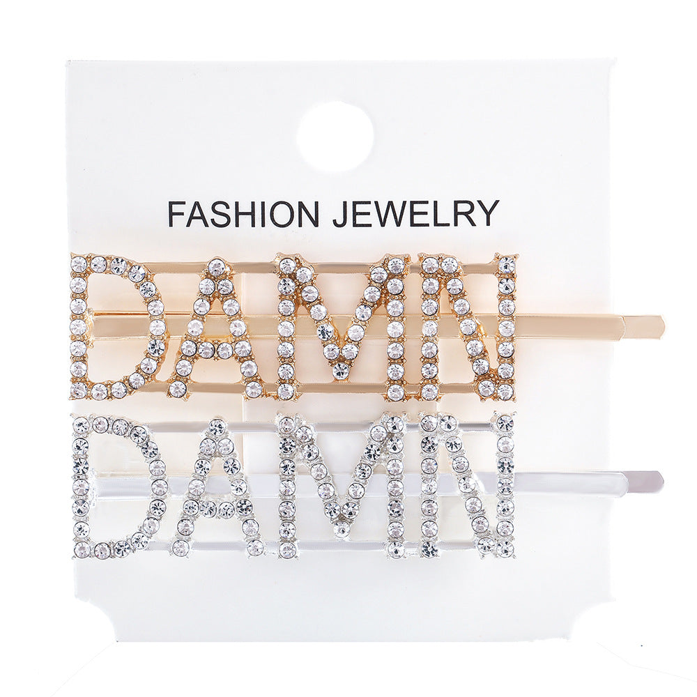 Wholesale Women's Diamond Letter All-match Bangs Hairpin Clip