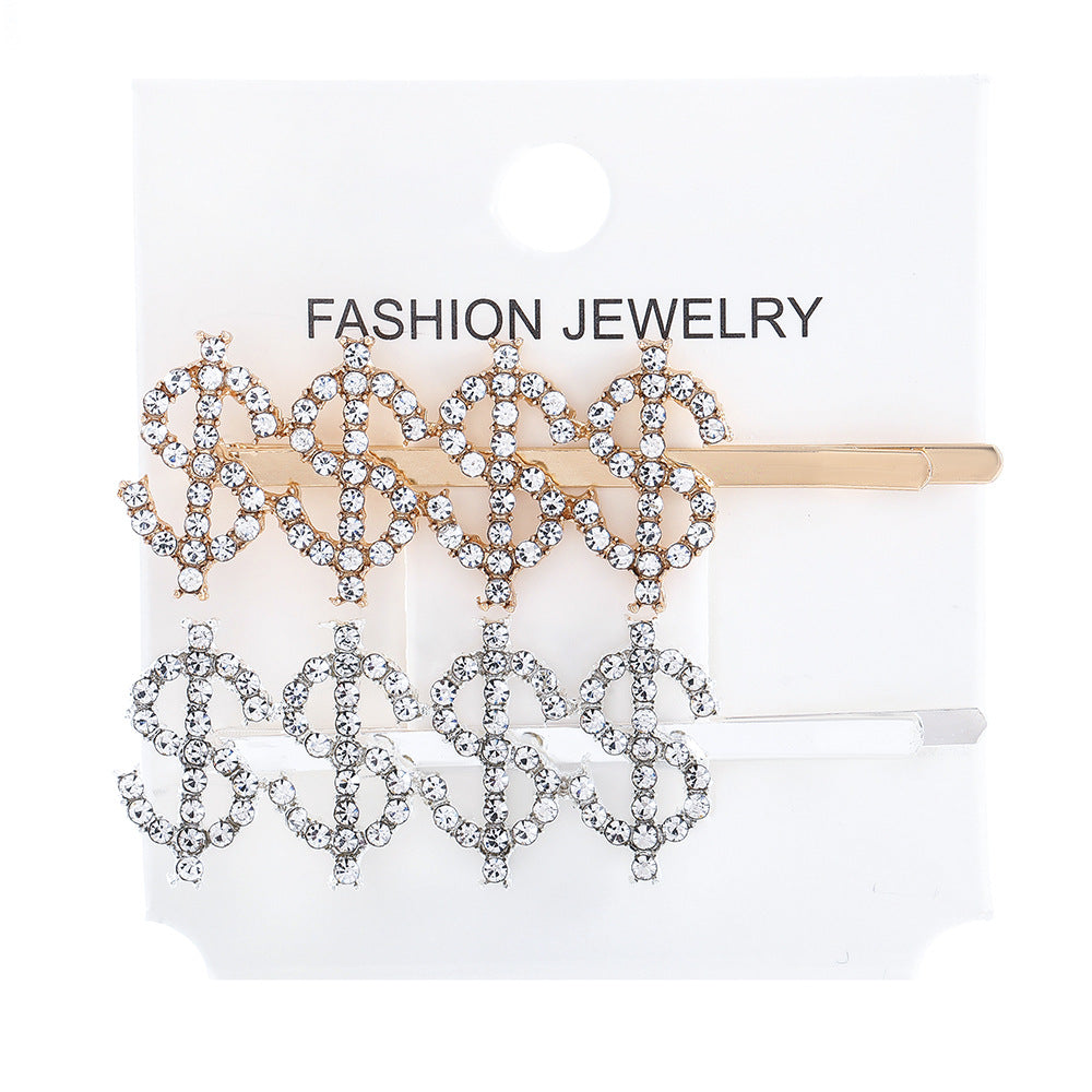 Wholesale Women's Diamond Letter All-match Bangs Hairpin Clip