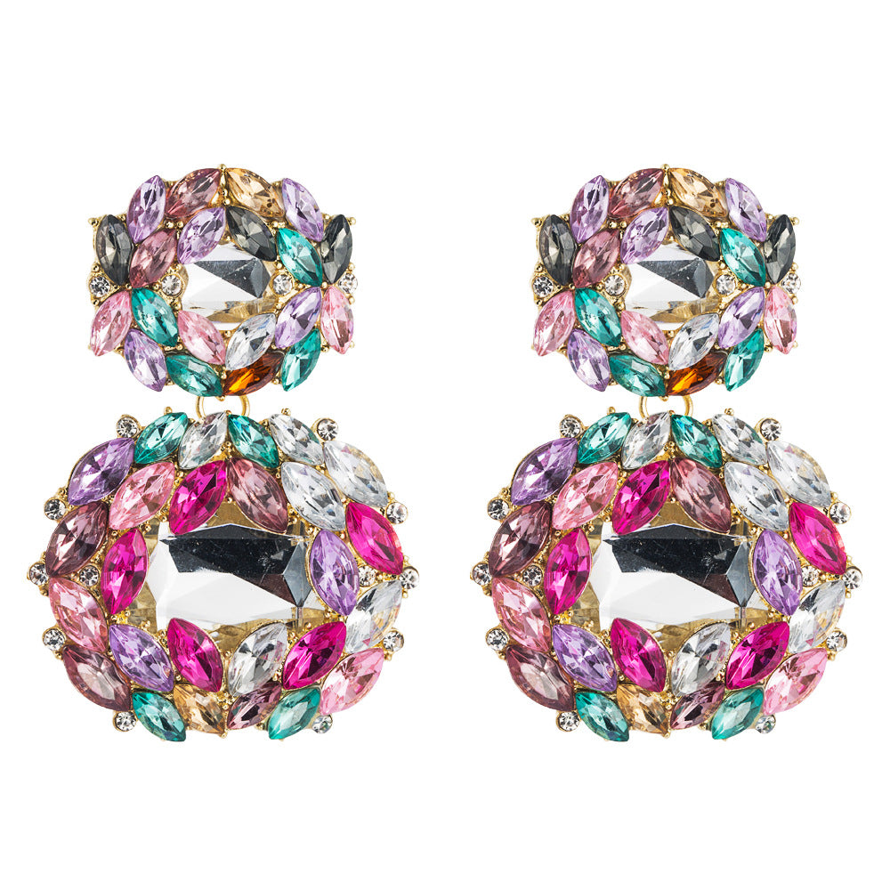 Wholesale Valentine's Day Alloy Shaped Glass Diamond Earrings