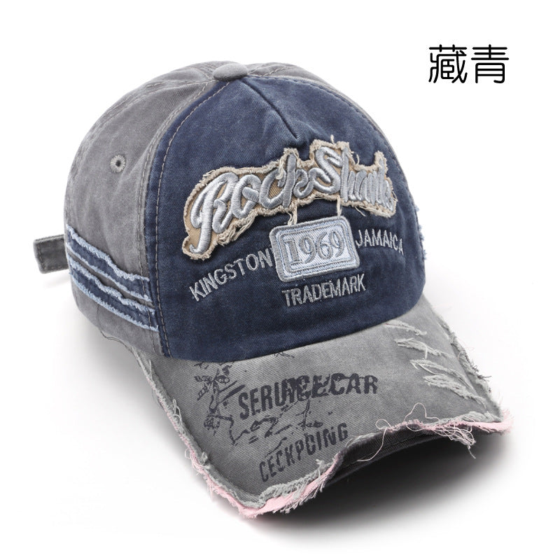 Wholesale 1969 Vintage Washed Old Letter Embroidered Hole Baseball Cap