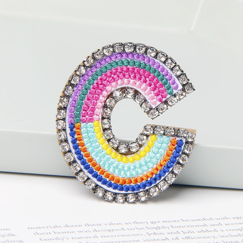Wholesale Flower Colored Letter Rhinestone Brooch