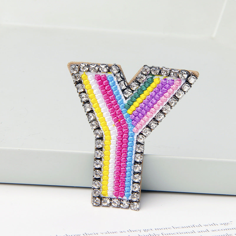 Wholesale Flower Colored Letter Rhinestone Brooch