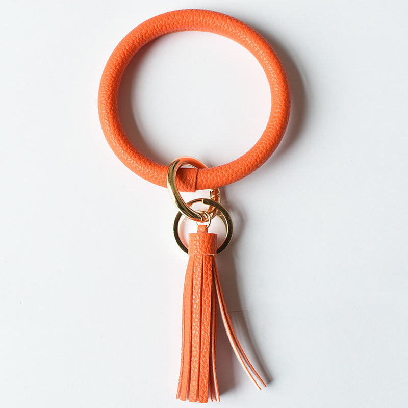 WholesalePU Leather Tassel Bracelet Keychain
