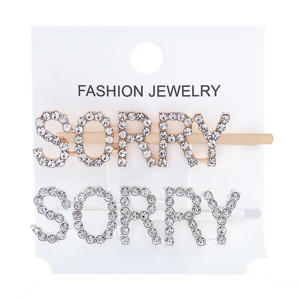 Wholesale Women's Diamond Letter All-match Bangs Hairpin Clip