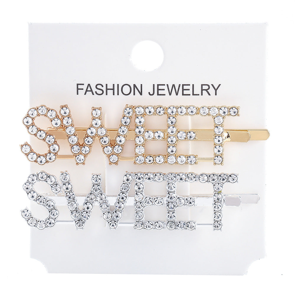 Wholesale Women's Diamond Letter All-match Bangs Hairpin Clip