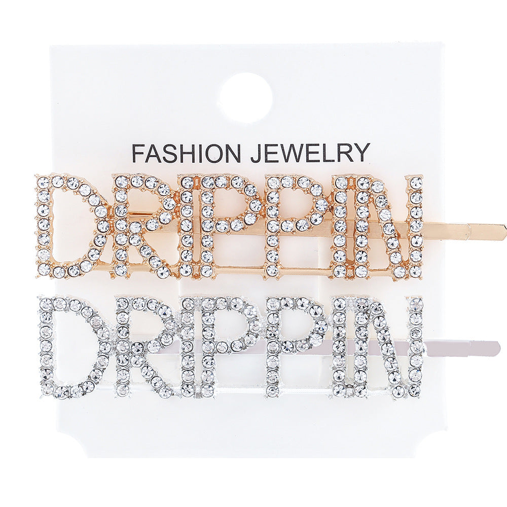 Wholesale Women's Diamond Letter All-match Bangs Hairpin Clip