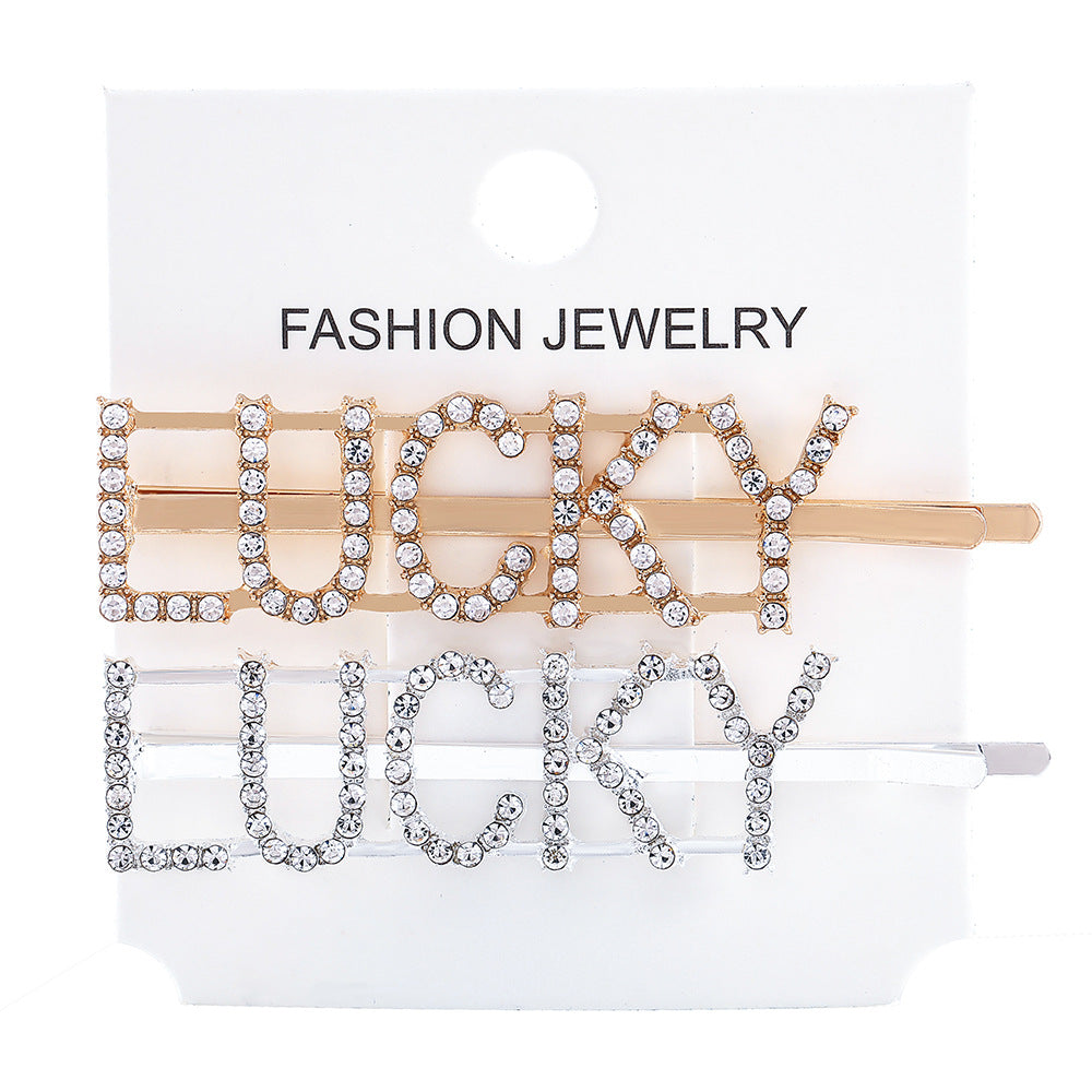 Wholesale Women's Diamond Letter All-match Bangs Hairpin Clip