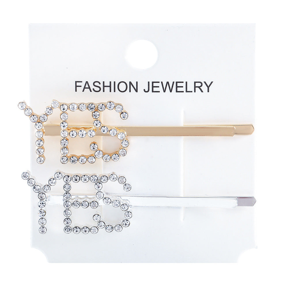 Wholesale Women's Diamond Letter All-match Bangs Hairpin Clip
