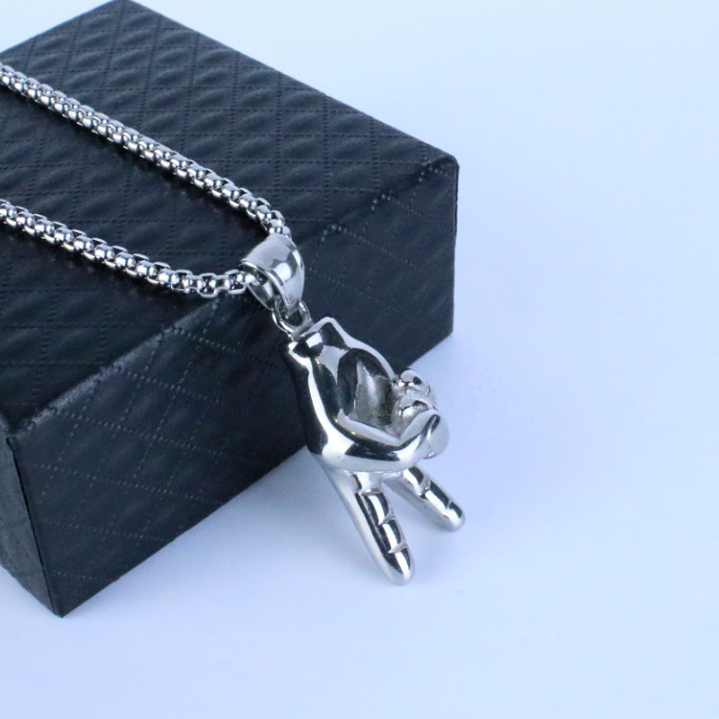 Wholesale  pendant disco long titanium steel chain net red hip hop necklace dry firewood fire jewelry