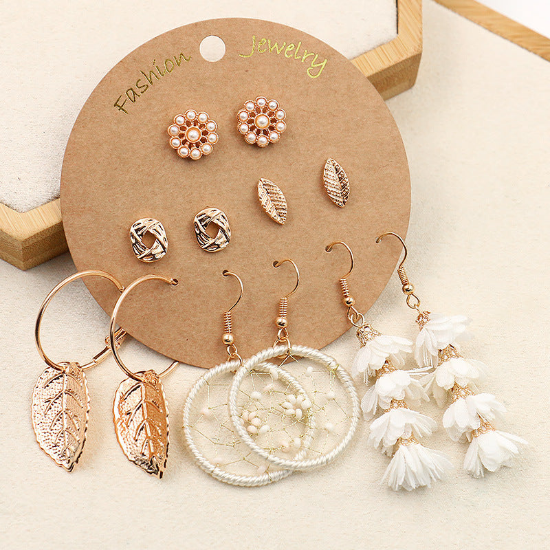 Wholesale Bohemian Gold Large Circle Tassel Earrings Set