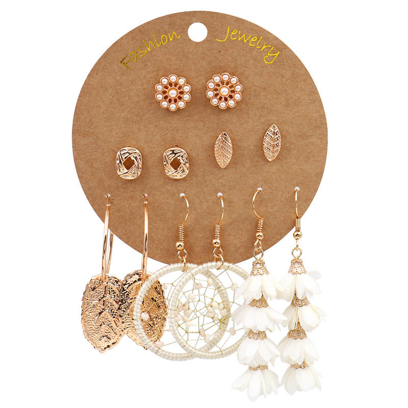 Wholesale Bohemian Gold Large Circle Tassel Earrings Set
