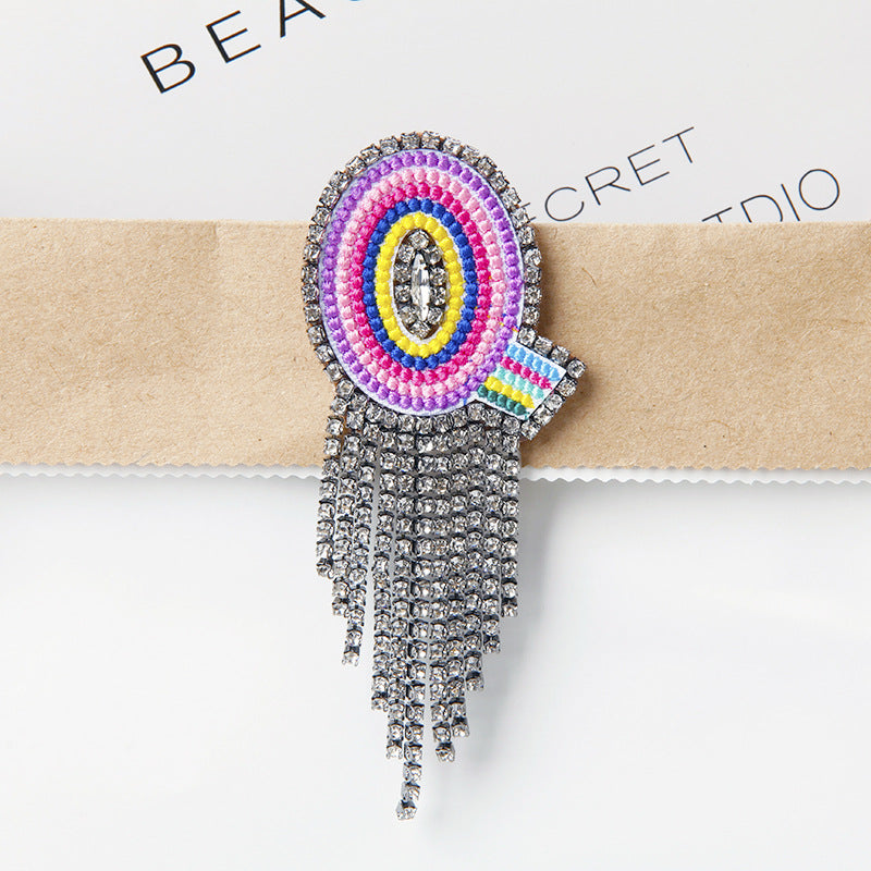 Wholesale Tassel Flower Color Letter Rhinestone Brooch
