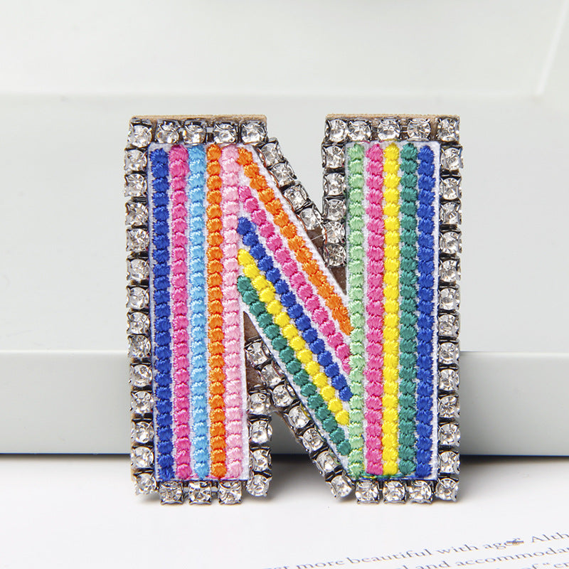 Wholesale Flower Colored Letter Rhinestone Brooch