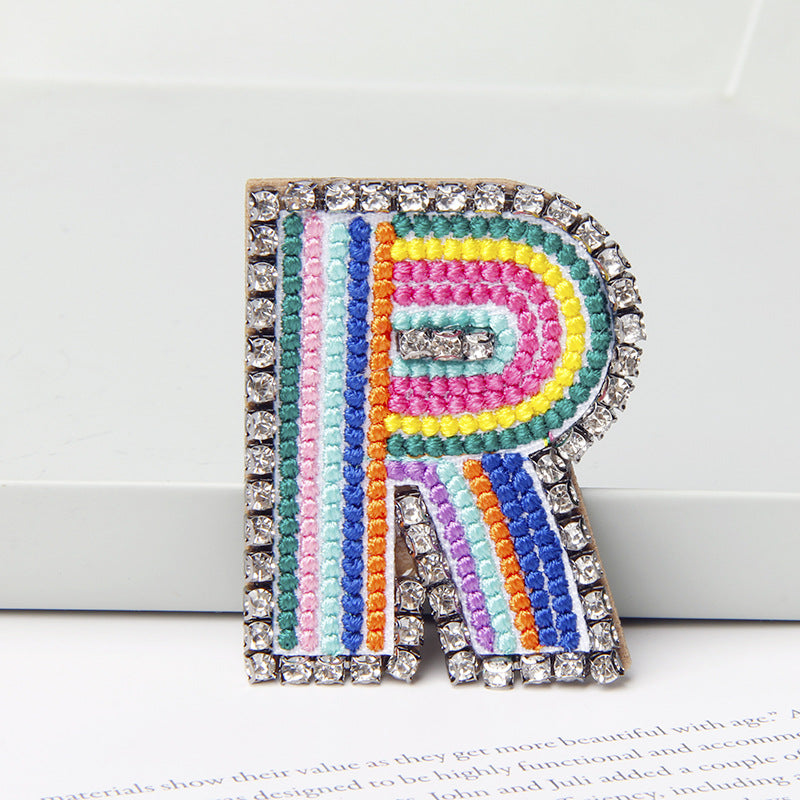 Wholesale Flower Colored Letter Rhinestone Brooch