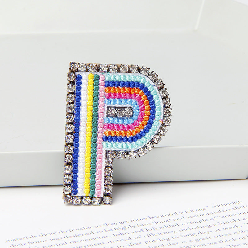 Wholesale Flower Colored Letter Rhinestone Brooch