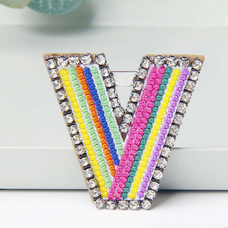 Wholesale Flower Colored Letter Rhinestone Brooch