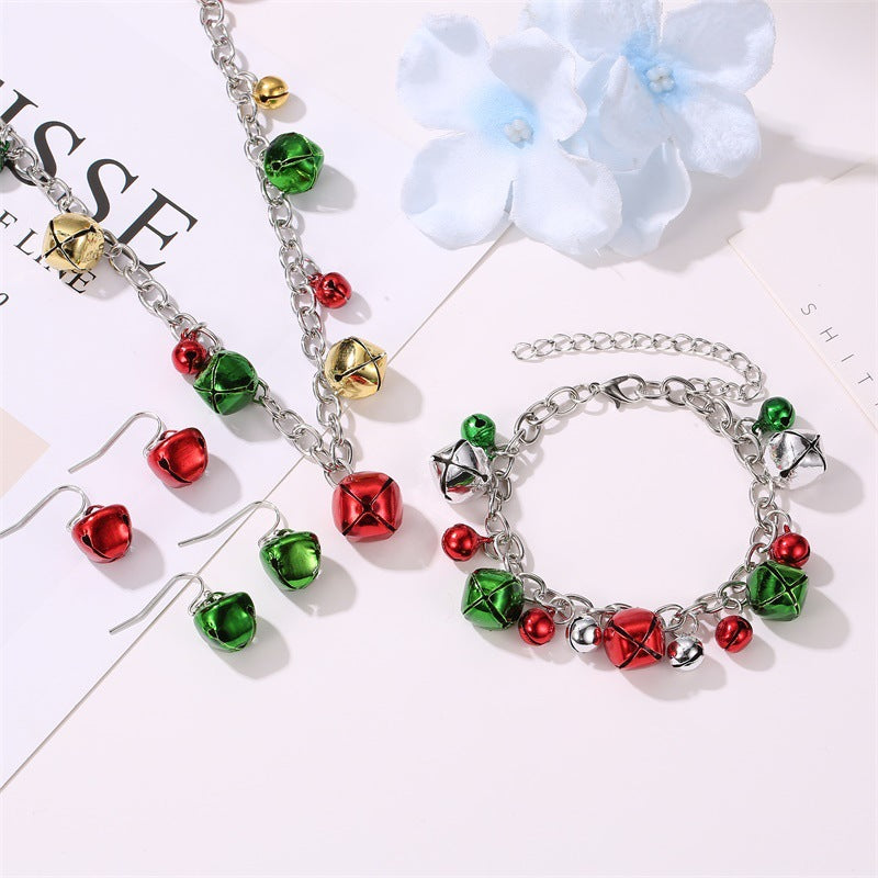 Wholesale New Christmas Colorful Bell Necklace Bracelet Earrings Christmas Ornaments