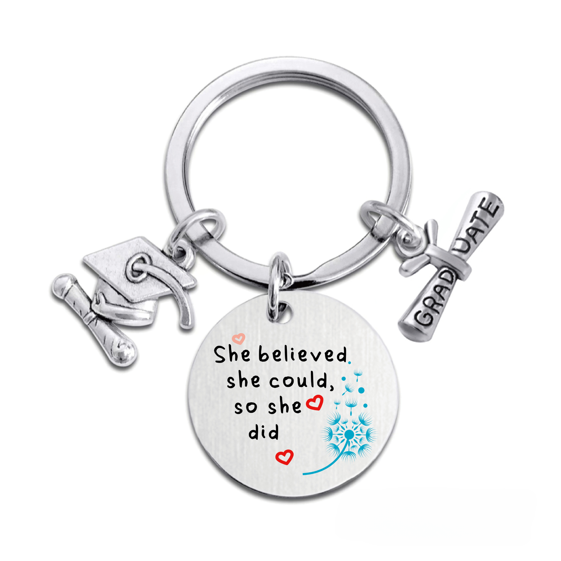 Wholesale Stainless Steel Round 2023 Graduation Gift Metal Keychains