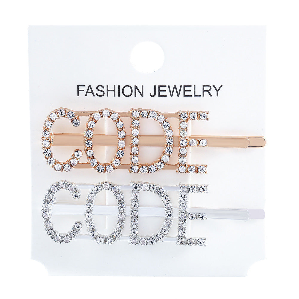 Wholesale Women's Diamond Letter All-match Bangs Hairpin Clip