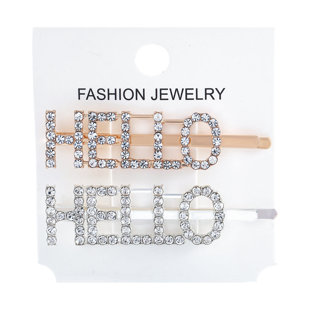 Wholesale Women's Diamond Letter All-match Bangs Hairpin Clip
