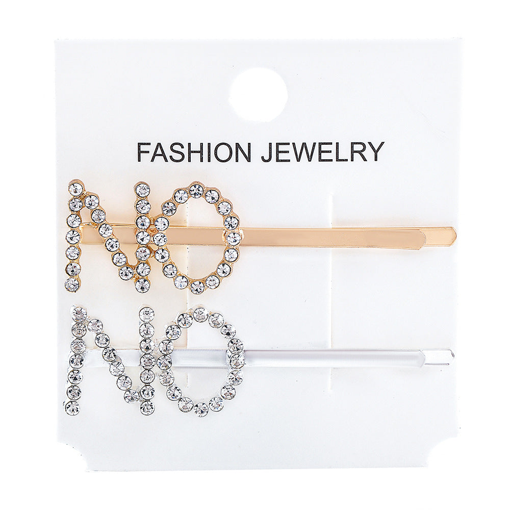 Wholesale Women's Diamond Letter All-match Bangs Hairpin Clip