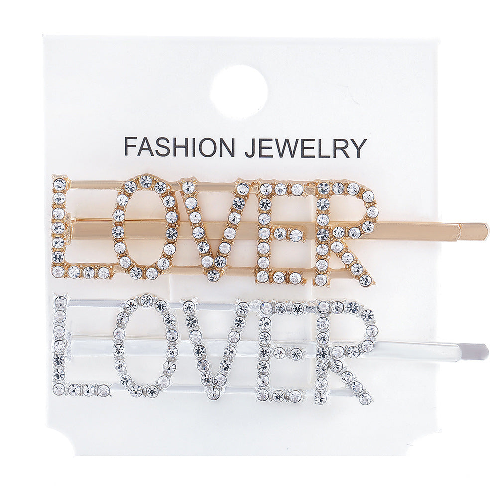 Wholesale Women's Diamond Letter All-match Bangs Hairpin Clip
