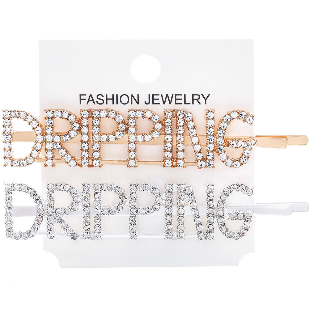 Wholesale Women's Diamond Letter All-match Bangs Hairpin Clip
