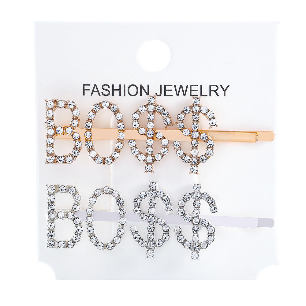 Wholesale Women's Diamond Letter All-match Bangs Hairpin Clip