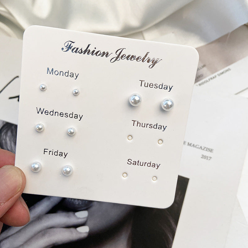 Wholesale One Week Set of 7 Pairs Combo Week Earrings