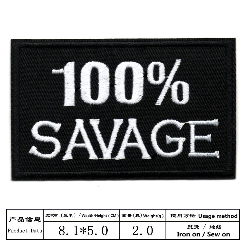 Wholesale Black and white English letter rectangular embroidery DIY Patches