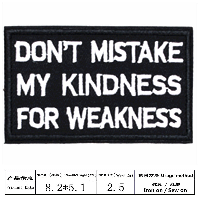 Wholesale Black and white English letter rectangular embroidery DIY Patches