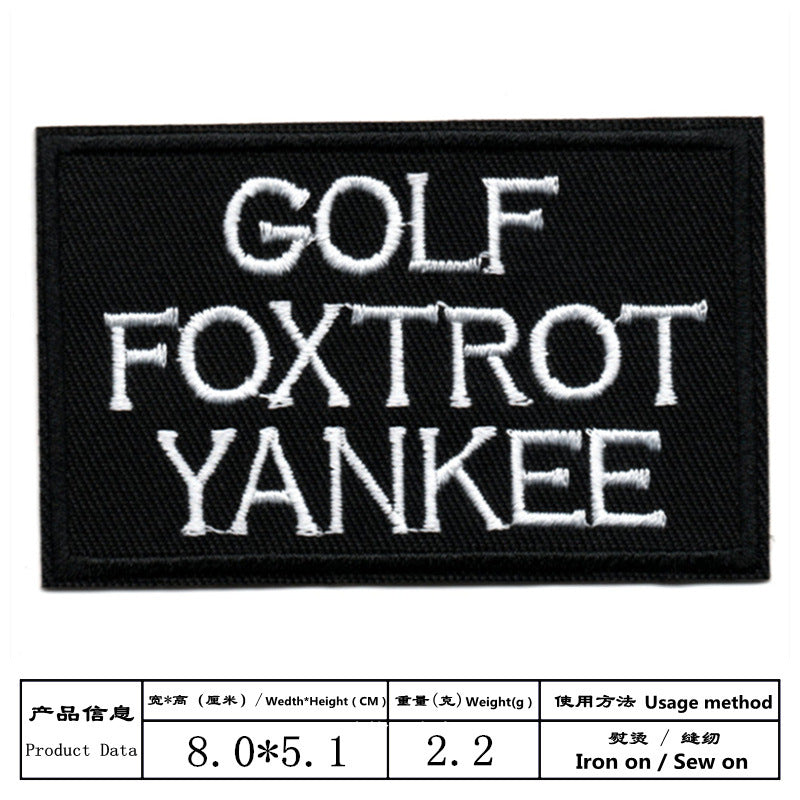 Wholesale Black and white English letter rectangular embroidery DIY Patches